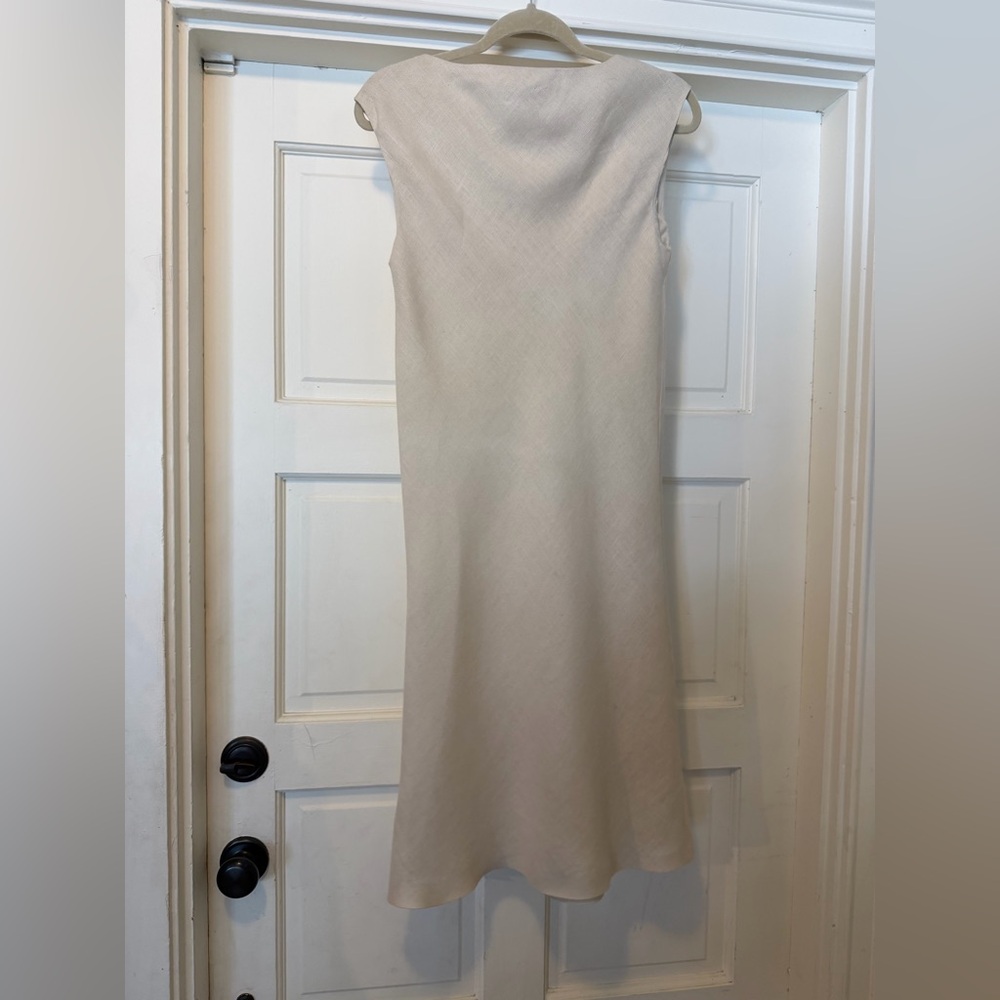 VTG Sportmax /Max Mara Minimalist Linen sheath column dress 90s sz "m"